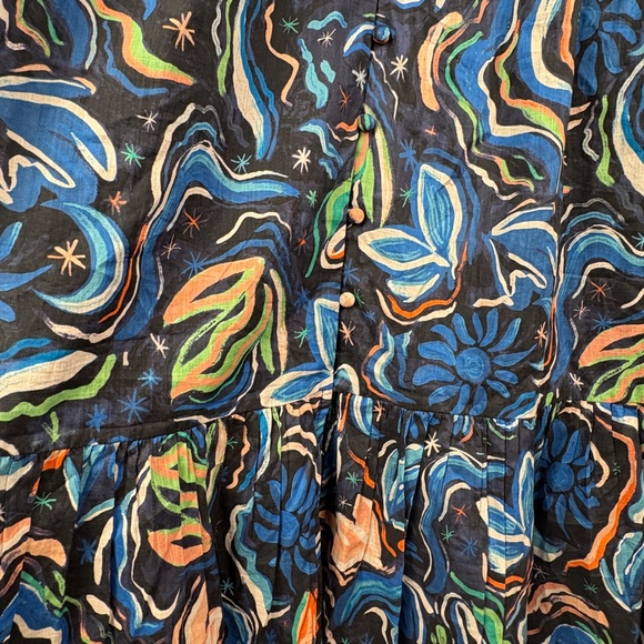 NWOT Anthropologie Peregrine Smocked Flutter Sleeve Midi Dress Sz L Blue Boho - Picture 5 of 12